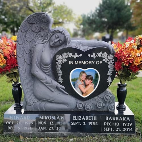 Image of Heart Porcelain Photo Memorial Garden Stones, Headstones for Graves, Waterproof Outdoor Picture, Photo Plaques for Cemetery, Custom Cameo Insert, Ceramic Picture for Gravestones Grave Markers