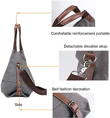 Women Bag,3 Ways Convertible Canvas Vintage Shoulder Bag Handbag Crossbody bag Ladies Big Hobo Tote Shopper Travel Bag