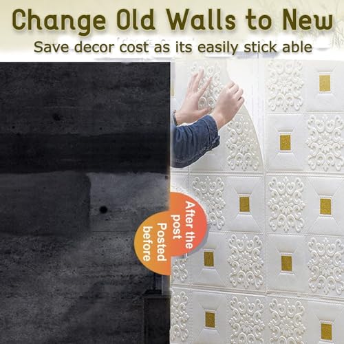 Image of Barebeauty 3D Wall Panel Wallpaper, Self Adhesive PE Foam Brick Sticker, Waterproof Wall Covering for Home Decor, 70 x 70 cm (Pack of 35, 184.45 Sq. Ft. Approx)