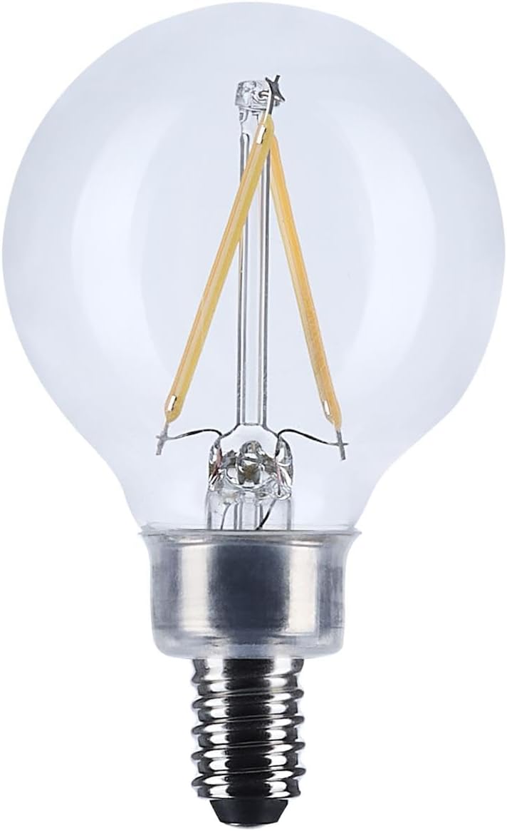 Satco 3W LED G16.5 Globe Light Bulb 3000K Soft White 200 Lumens Clear Finish E12 Candelabra Base Dimmable 300 Degree Beam Enclosed Fixture Rated Wet Location 120V S12471 (24 Pack)