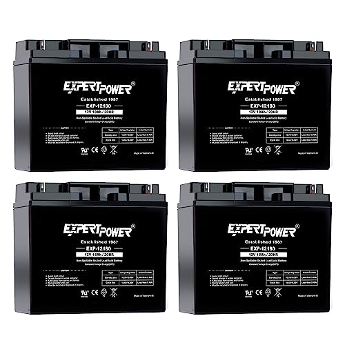 ExpertPower 4 Pack 12 Volt 18 Ah Rechargeable Battery with Nuts & Bolts Included || EXP12180