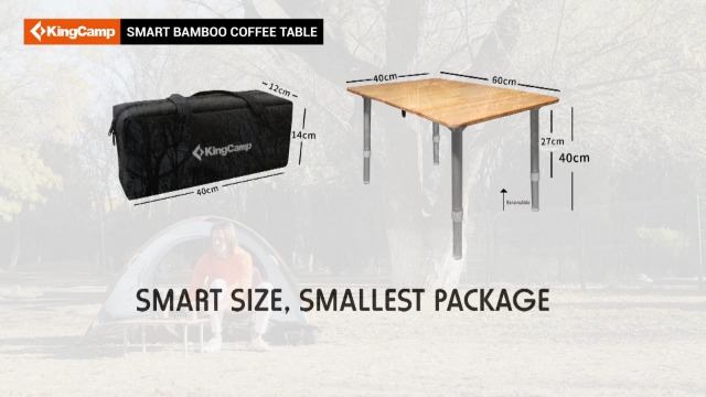 KingCamp Campingtisch Bambus Klapptisch hhenverstellbar(30-40 cm) fr 1-2  Personen Campingtisch klappbar 4 Falten mit Tragetasche belastbar bis 30  kg, 40x60 cm,S : Amazon.de: Sonstiges