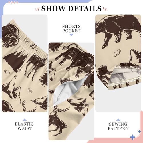 ZZXXB Moose Bear Boys Long Pants Soft Trousers Elastic Waist Kids Lounge Bottoms with Pockets S-XL4