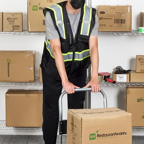 Image of Restaurantware Reflective Safety Vest 20 Count 29.213 x 30.315 Inches High Visibility Multi-Pocket Zipper Front Safety Vest