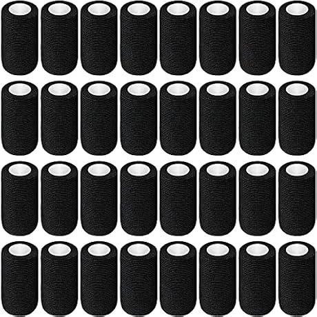 Treela 36 Pcs Self Adherent Bandage 4" X 5 Yard Wrap Breathable Cohesive Bandage Elastic Adhesive Tape for Stretch Athletic Sports Wrist Ankle(Black)