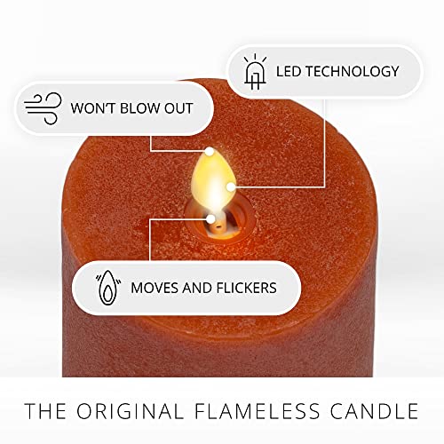 Image of Luminara - Flameless LED Battery Operated Flickering Pillar Candles - Burnt Orange- Pack of 1-3x6.5 - Realistic Moving Flame Real Wax Indoor /Outdoor