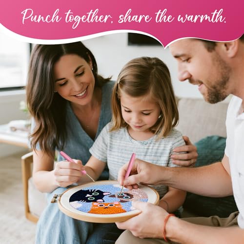 Image of Punch Needle Kit for Adult Beginner, 2-Pack Puppy & Cat Punch Starter Set with Instructions - Yarn Needle Punch Craft for Xmas Gift Idea & Home Wall Decor
