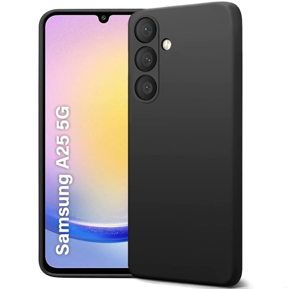 TheGiftKart Genuine Liquid Silicone Back Cover Case for Samsung Galaxy A25 5G | Soft Micro-Fibre Lining Inside | Camera Protection Bump | Shockproof Back Cover Case for Samsung A25 (Silicone, Black) (B0CR1713P8) Amazon Price History, Amazon Price Tracker