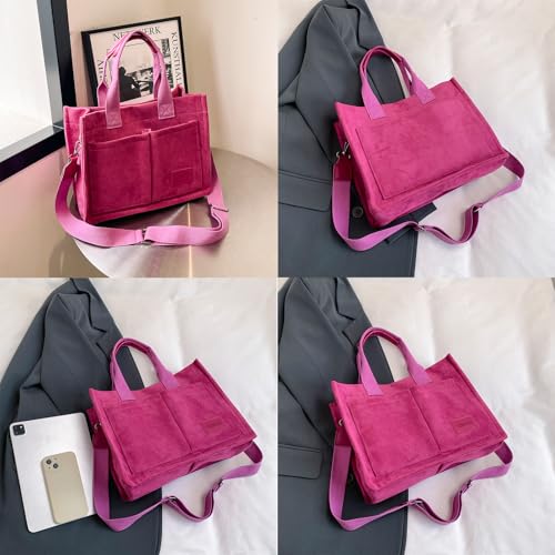 Image of Cherry Tote Bag for Women Canvas Patched Purse Cute Shoulder Bag Multi-Pocket Satchel Handbag for work travel