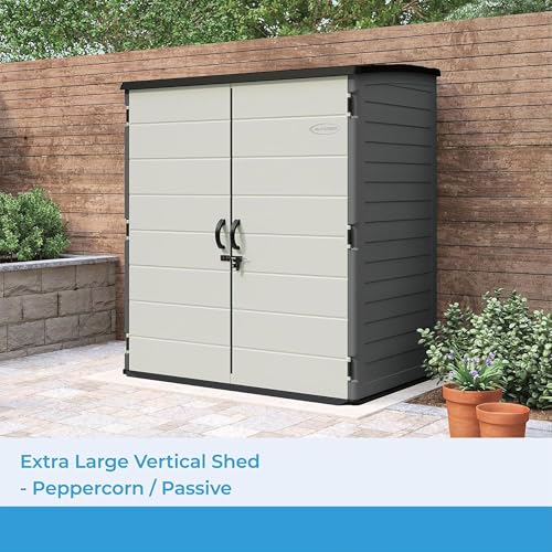 Suncast XL Vertical Storage Shed, 106 Cu Ft, Lockable Doors, Iron Ore Gray - image 8