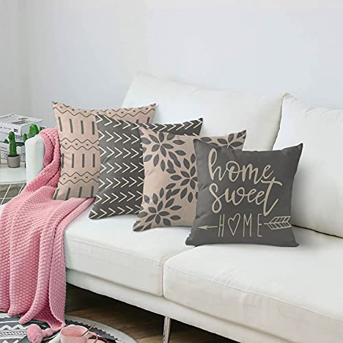 Emvency Set Of 4 Throw Pillow Covers Modern Geometry Grey And White Words Sweet Point Triangle Wave Stripes Arrow Decorative Pillow Cases Home Decor Standard Square 18X18 Inches Pillowcases thumb #5