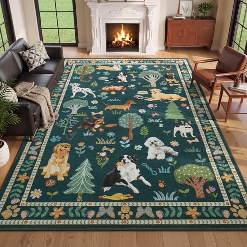 Tapete decorativo 5x7 lavado animal estampado verde oscuro miniatura 1