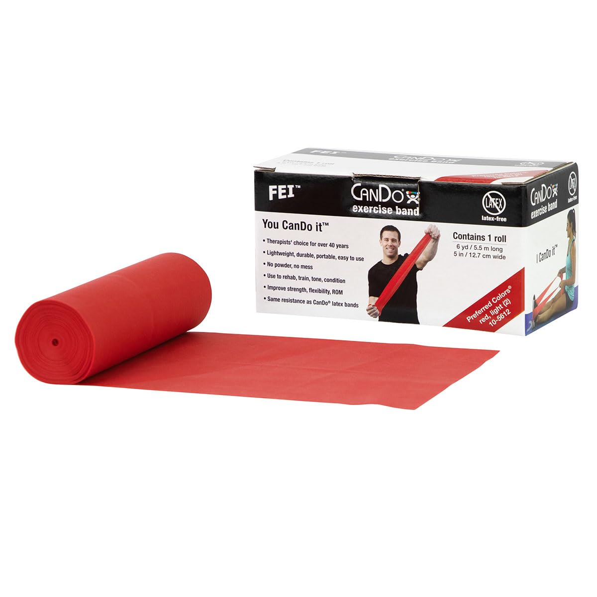 CanDo Resistance band LATEX-free / training band / gymnastics band - 5.5 m - red (light) - alternative to dumbbells
