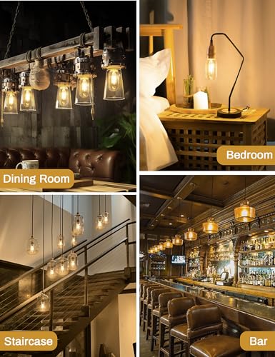 Image of 4 Pack LED Edison Bulbs, 4W Edison Light Bulbs, Antique LED Filament Bulbs 40W Equivalent, E26 Base, T45 LED Bulb with Clear Glass, Warm White 2700K, Non Dimmable, Great for Home, Bedroom, Office | 40W Equivalent,E26 Base,T45 LED Bulb with Clear Glass,Warm White 2700K,Non Dimmable,Great for Home,Bedroom,Office