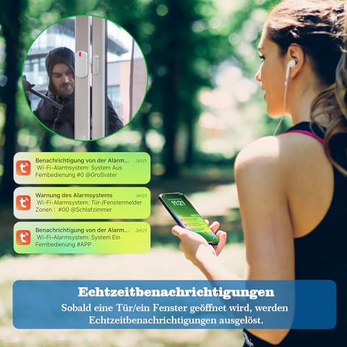 HXLZYF Alarmanlage Haus, WLAN-tür Alarmanlage mit APP (2,4 GHz und 5 GHz WLAN), Kabelloses...