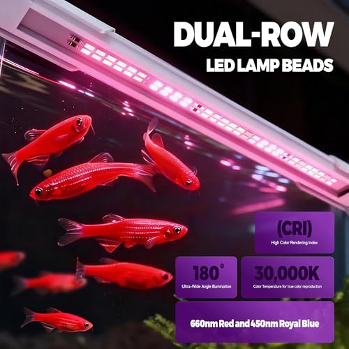 Image of AQUASMITH Aquarium Light,Fish More Red Water is Not,Specific Full Spectrum Fish Tank Light,Comes with Two Mounting Brackets, Timing Function, Memory Feature, Adjustable Brightness, IP68 (22IN)
