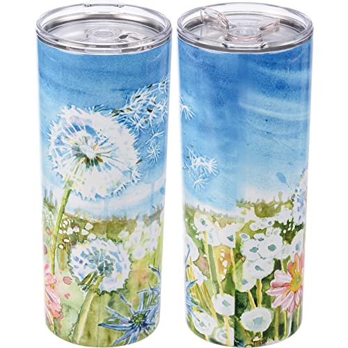 Primitives-by-Kathy-Dandelion-Wish-Floral-Design-Stainless-Steel-Insulated-Coffee-Tumbler-Thermos-20-Oz Primitives by Kathy Dandelion Wish Floral Design Stainless Steel Insulated Coffee Tumbler Thermos 20 Oz