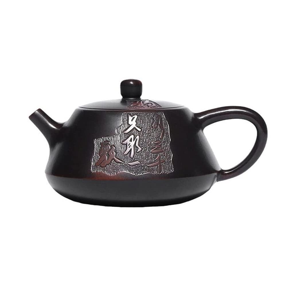 Ceramiczny zestaw do herbaty Kung Fu, 220 ml, tradycyjny fioletowy czajniczek, ręcznie rzeźbiony dzbanek do herbaty w kształcie kuli, do podróży, domu, na zewnątrz i do biura