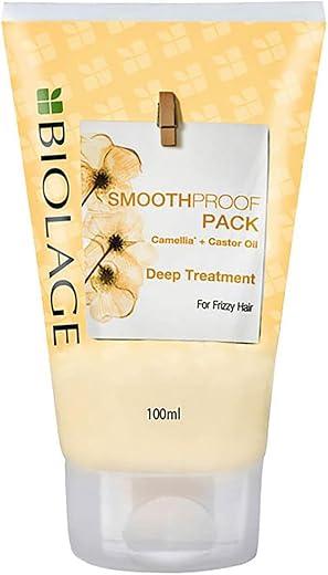 Biolage Smoothproof Deep Treatment Pack, Hair Mask with Camellia & Castor Oil for Frizzy Hair (Paraben Free) 100ml