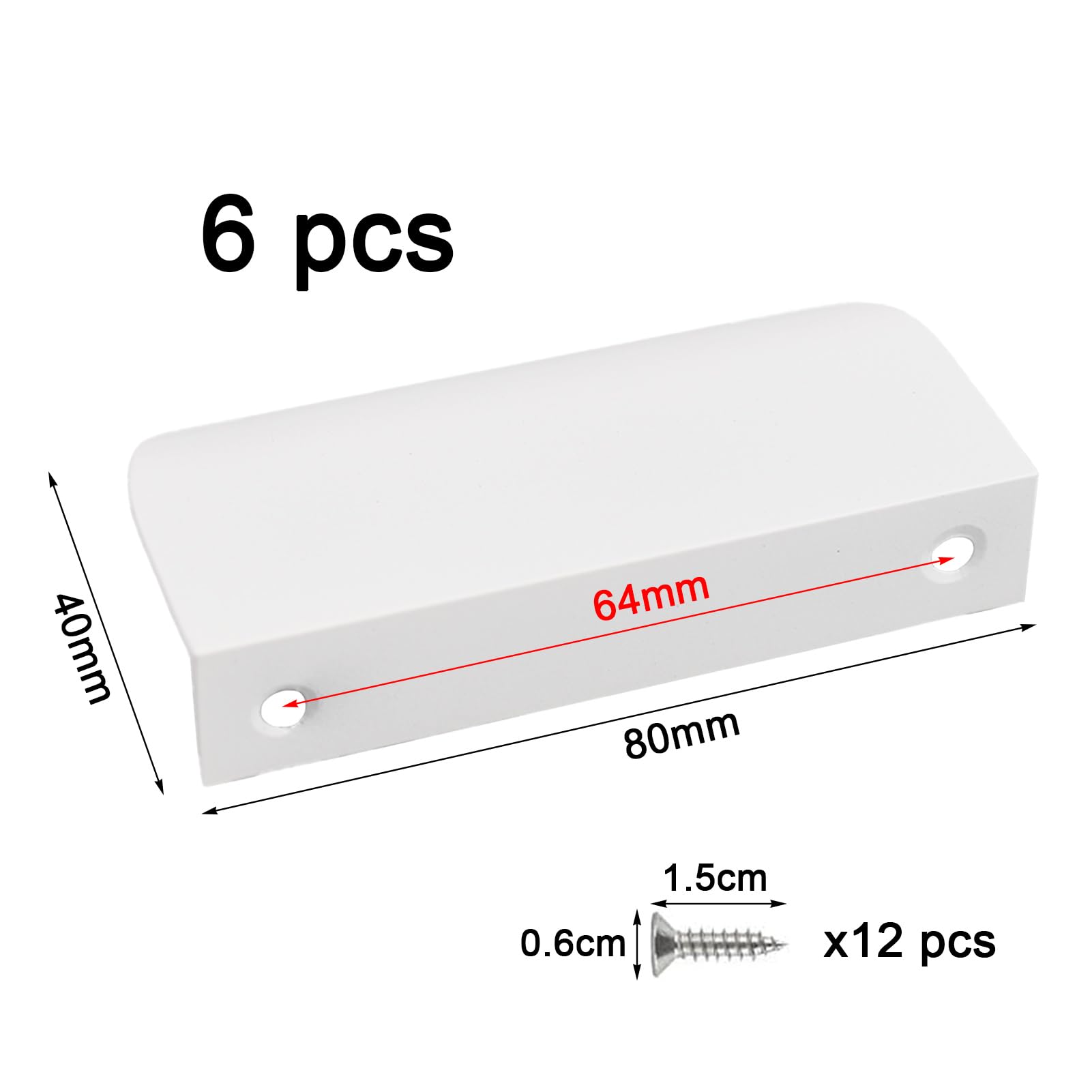 6 Maniglie Per Mobili Nascoste 80mm - Con 12 Viti, Per Cassetti E Armadi, Design Moderno E Nero - Foto 11