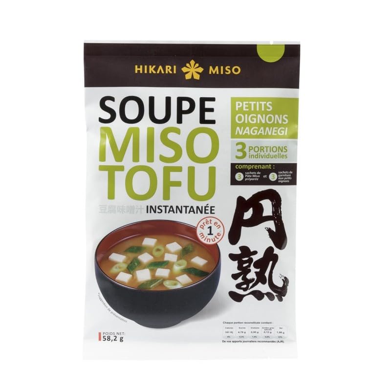 Soupe Miso Tofu HIKARI avec petits oignons Naganegi lot de 3 sachets de 58g
