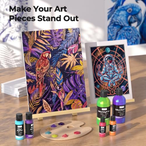 Image of Nicpro 12 Colors Iridescent Acrylic Paint Set,1oz Chameleon Metallic Paint | Color Shifting Glitter Craft Paint, Non-Toxic DIY Art Painting Supplies,Paint Kit for Canvas Rocks Wood Glass Ceramic Fabric