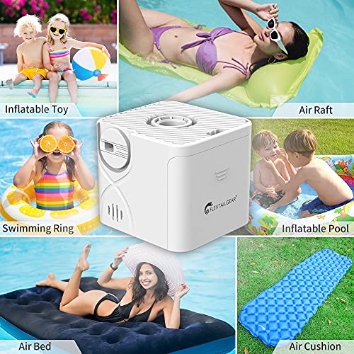 Flextailgear Battery-Powered Tropo 2 Portable Electric Tiny Air Pump Quick Backpacking Small Inflator Deflator For Air Bed Mattress, Sleeping Pad, Swimming Ring, Pool Inflatables, Vacuum Bags (White) #TOP3