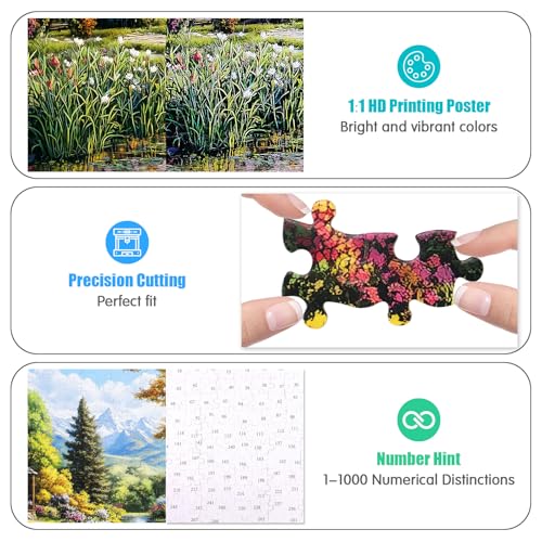 Motiloo Jigsaw Puzzles 500 Pieces for Adults - Mountain Cottage Landscape Jigsaw Puzzle, Nature Scene Challenging Puzzle Perfect for Game Nights - Thumbnail 3