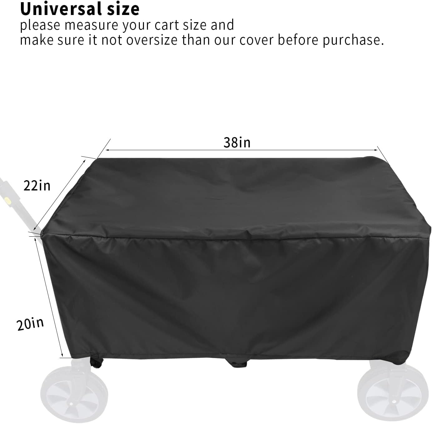 YUJHON Wagon Cover Folding Festival Trolley Cover, Garden Trolley Cover 420D Waterproof Wagons Cart Cover 38 x 22 x 20 Inch - Image 2