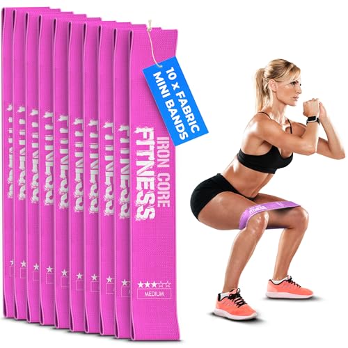 Image of Fabric Mini Resistance Bands Sets for Trainers, Bootcamp, Gym for Men and Women in Fun Colors - Ebook, Videos and Workout Chart Included by Iron Core Fitness