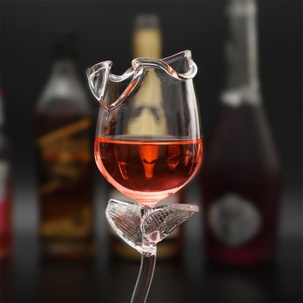 Red Wine Goblet Cocktail Glasses 100ml Rose Flower Shape Glass for Party Barware Drinkware