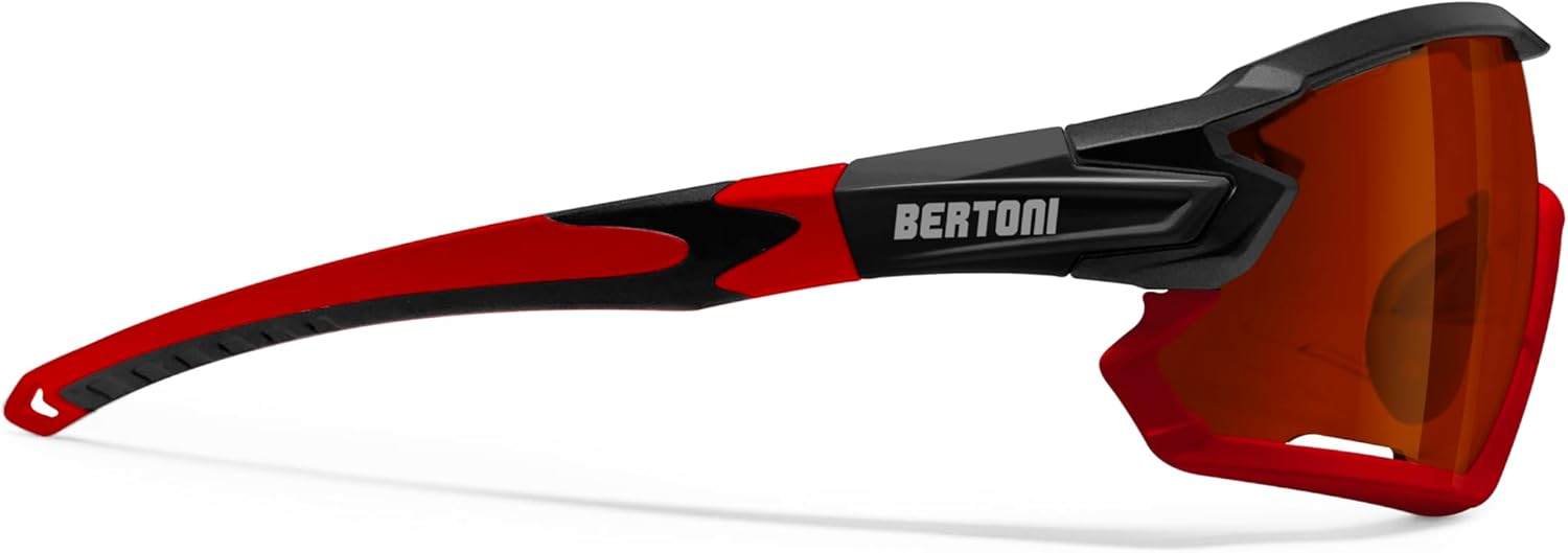 Bertoni Sport Sunglasses Polarized Photochromic Cycling MTB w. Prescription Carrier QUASAR