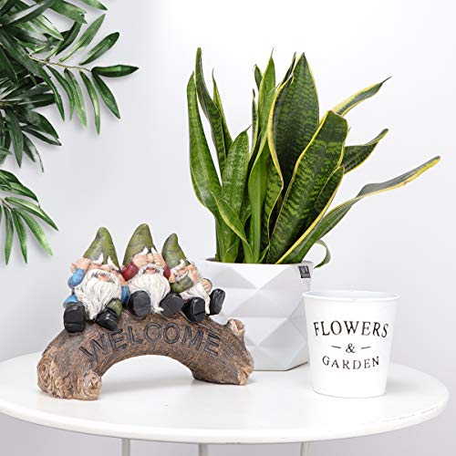 Gnome Garden Decor, Fairy Garden Welcome Sign Statues Whimsical Gnomes Sculptures For Yard Patio Outside Home #TOP2