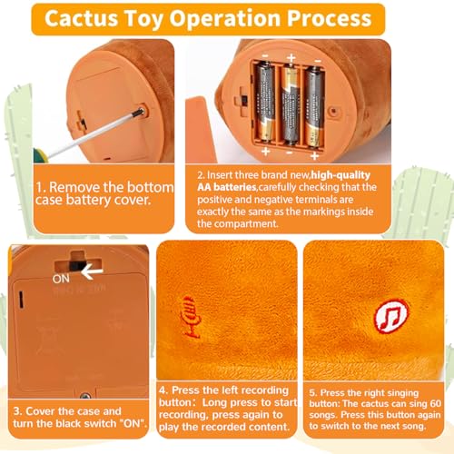 Dancing Talking Cactus Toy, Baby Singing Recording Mimicking Cactus Toy, Repeats What You Say, Musical Interactive Infant Toddler Toys for 1 Year Old Boys Girls, Baby Easter Basket Stuffers Gifts by MILEGI - Image 8