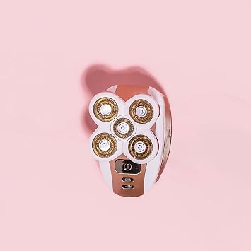 RoseSkinCo 4D Women's Electric Shaver, Quickly & Painlessly Removes Body Hair, 5 Floating Heads, Built-in Pop-Up Trimmer, Waterproof, Cordless & Rechargeable, Ideal for Legs, Arms, Underarms & Bikini