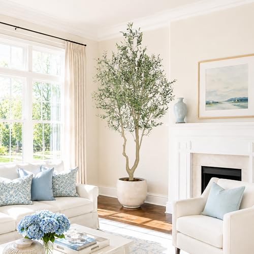 Nafresh Tall Faux Olive Tree，10ft（120in） Realistic Potted Silk Artificial Olive Tree， Fake...