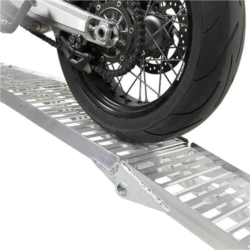 Rampa plegable de aluminio para silla de ruedas y motocicletas, portátil para transporte y garaje miniatura 3