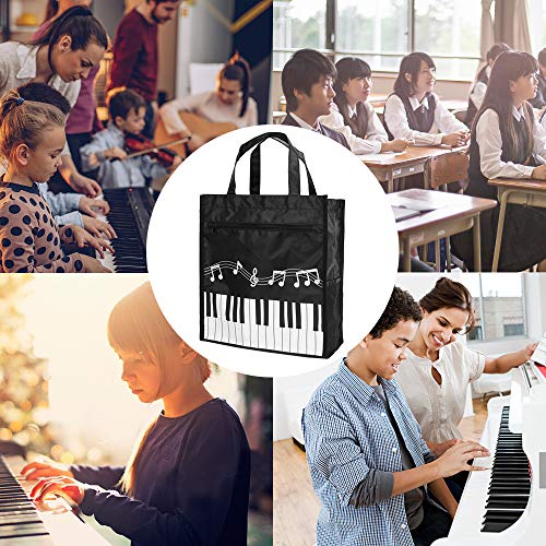 Piano Keys Music Waterproof Oxford Cloth Handbag Tote Shopping Book Bag Gift For Kids & Students(Black) #TOP6