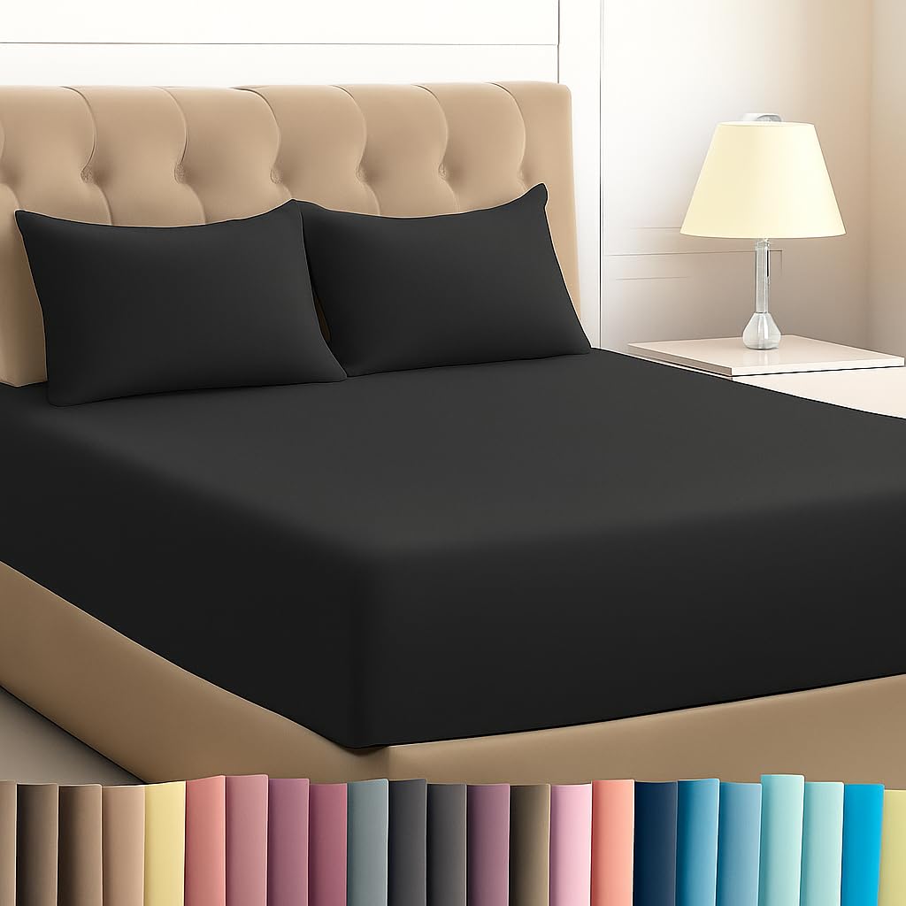 Microfiber Elastic Fitted Bed Sheet Set - Single Size 36x72 Inch, Includes 2 Pillow Covers - Soft, Durable Dark Grey Solid Bedding