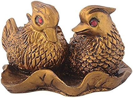 Ripe India Feng Shui Mandarin Ducks (The Symbol of Love and Marriage) Brown Resin Figurine 27707 Brass Color Showpiece
