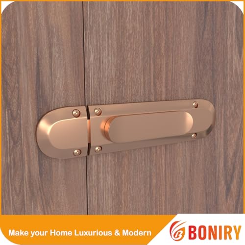 Image of Boniry Door Latch Lock | Solid Metal Door Stopper for Bathroom, Home, Office | Easy Install, Smooth Sliding, Heavy Duty Latch (1, Rose Gold)