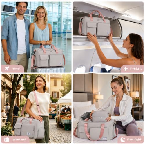 Image of FIORETTO Women's Gym Duffle Bag with Shoes Compartment, 30L Capacity, Ideal for Travel, Gym, Sports, Duffel, Weekender