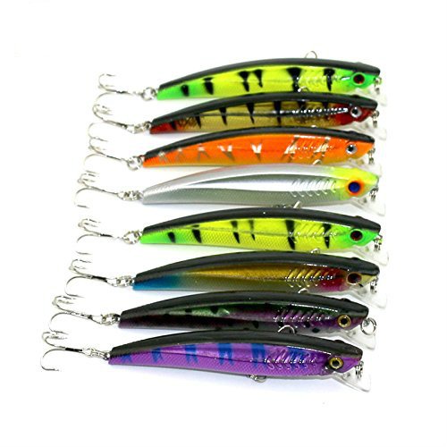 LENPABY 8pcs hard diving minnow fishing lures wobbler pike carp trout perch catfish fishing baits
