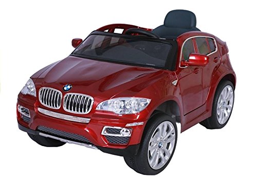 Coche Electrico Para Niños Auto Alimentado Con Batería Vehículo Eléctrico Control Remoto Bmw X6 Rojo Metálico