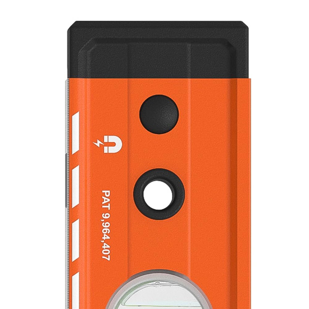 Klein Tools 93524MAG Niveau de boîte de 61 cm, niveau à bulle magnétique, 3 fioles, orange haute visibilité, corps en aluminium, rainure en V et rail magnétique, 61 cm