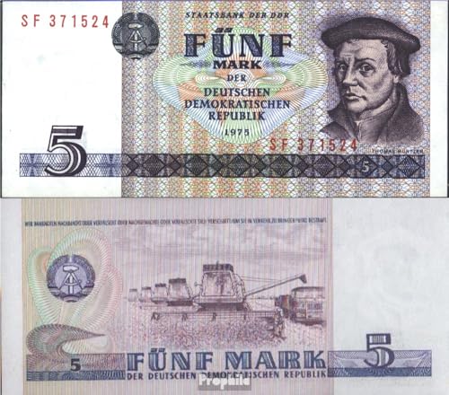 Billete DDR Rosenbg 361c de 5 marcos de 1975 con Kontrollnummer de 6 cifras