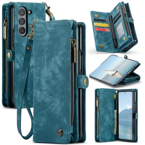 Coque Galaxy Z Fold6 antichoc élégante avec un grand portefeuille zippé pour tout sécuriser