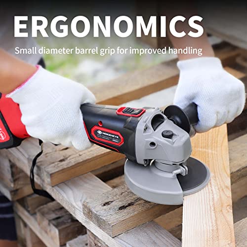Mokeneye Angle Grinder, 20V Power Grinder Tool Cordless, 4-1/2’’/ 5’’ Cut-Off/Brushless Electric Grinder, Max 10000 Rpm, 4.0A Battery & Fast Charger, Metal/Wood Grinding And Cutting #TOP2