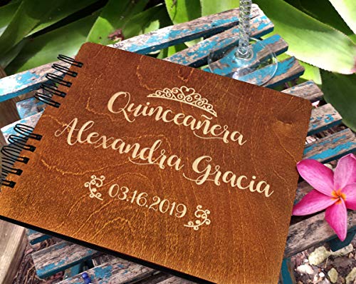 Quinceanera Guest Book Decorations Rustic Wooden Guestbook Engraved Personalized 15Th Birthday Mis Quince Guests Sign In Party Favor #TOP3