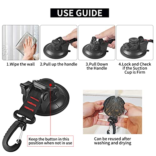 Vashly Heavy Duty Suction Cup Anchor 4Pcs Strong Suction Cups With Hooks And 4Pcs Tarp Clips Deavy Duty Lock Grip For Tie Down Car Awning Boat Camping Trap #TOP1